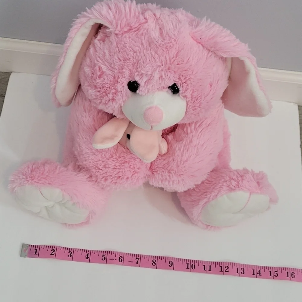 GOFFA Pink Mother Bunny with Baby Bunny Plush Toy